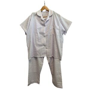 Vintage 1960s‎ Carole Pajama Set Purple Stripe Button Lightweight Made in USA 1X